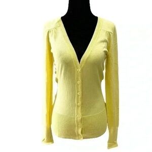 Ricki’s Cardigan Sweater Button Front V Neck Knit Yellow Size XS